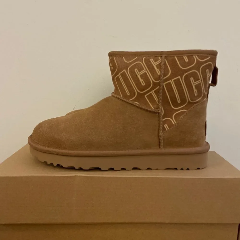 UGG Classic Mini II UGG Graphic Boots Chestnut USA Women Size 6/UK 4/EU 37